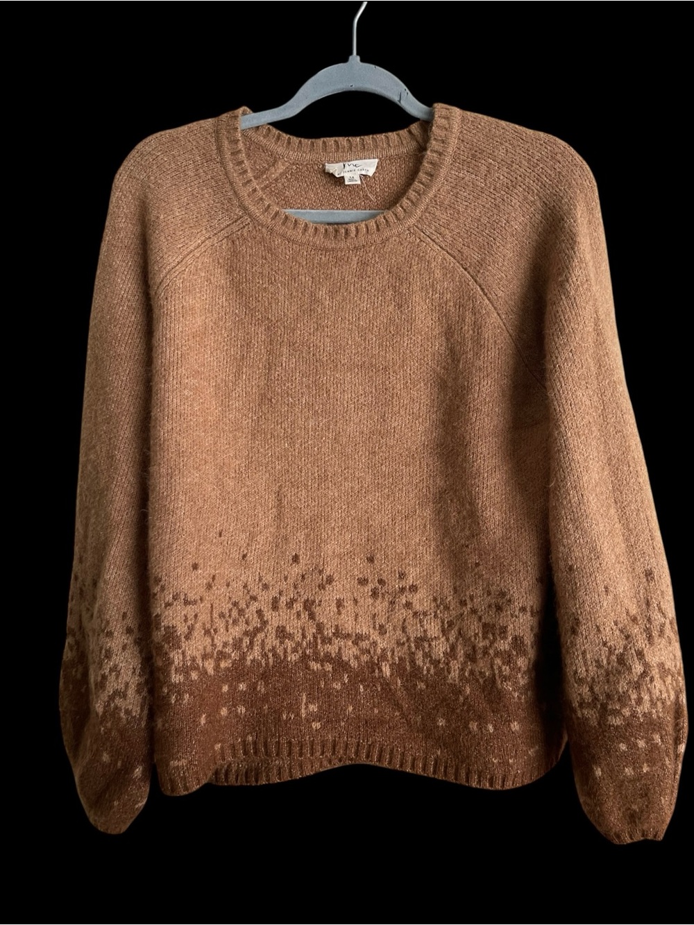 me by Jennie Garth Brown Speckled Knit Crewneck Raglan Pullover Sweater M